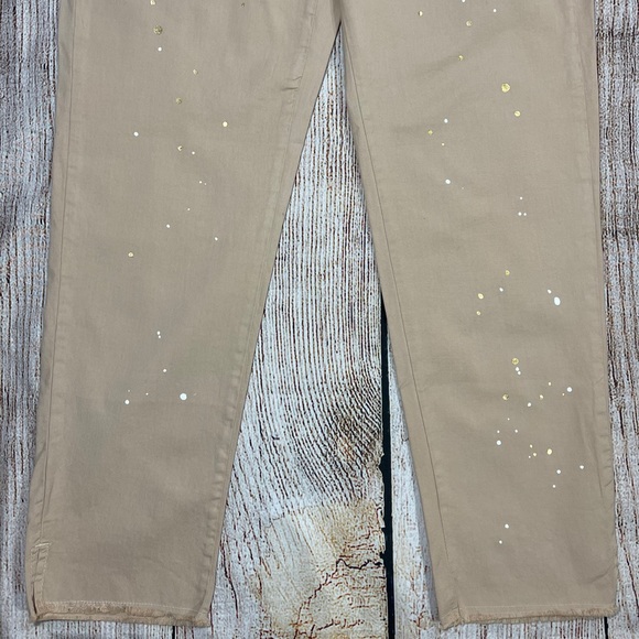NEW Anthropologie Sundry Carpenter Paint Ankle Crop Pants Boho Tan Drawstring - Picture 12 of 16